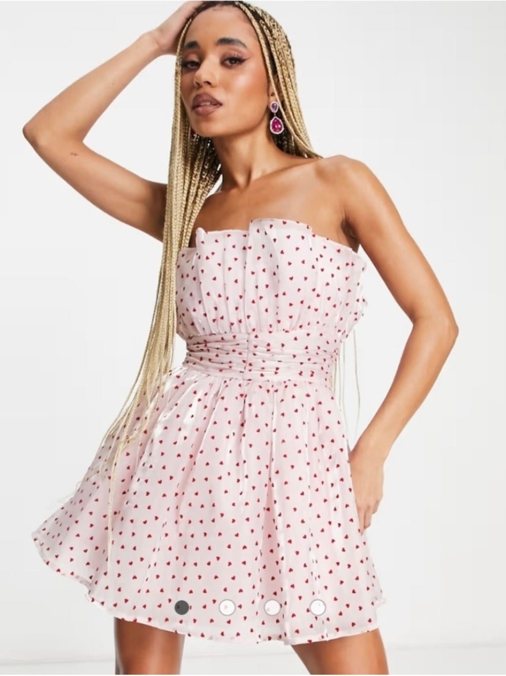 Collective Pink Red Heart Strapless Tulle Dress - Size 6